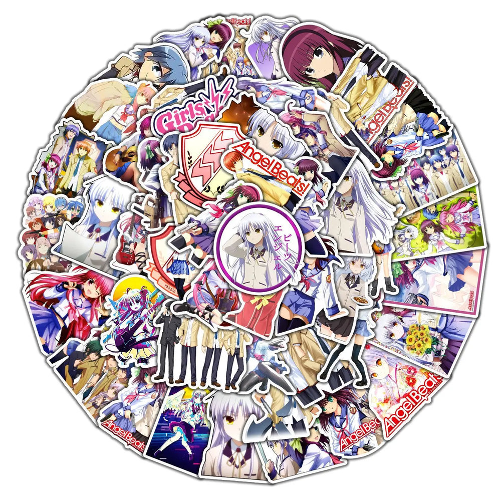 10/30/50PCS Angel Beats Cartoon Graffiti Anime Stickers Laptop Phone Guitar Skateboard Water Cup Waterproof Toy Sticker Decals (ONLINE ORDER ONLY)