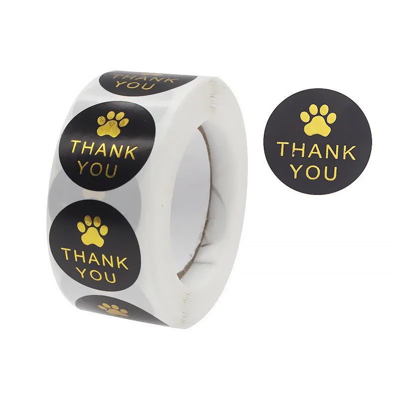 100-500PCS Thank You Stickers for Business New Merci Package Home Made Sticker Rolling Packaging Stickers Small Roll Labels (ONLINE ORDER ONLY)