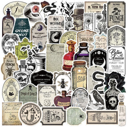 50PCS Retro Potion Label Gothic APothecary Stickers For Helmet Car Skateboard Laptop Phone Sticker DIY Graffiti Cool Decal (ONLINE ORDER ONLY)
