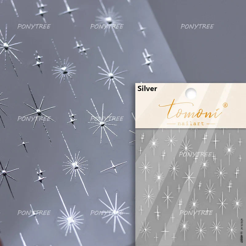 Star Moon Love Heart Curved Line Arc Dreamy Necklace Hanging in The Air Starry Night Adhesive Nail Art Stickers Manicure Decals (ONLINE ORDER ONLY)