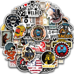50PCS Mixed Welding Welder Graffiti Stickers For DIY Luggage Skateboard Waterproof DIY Cool Cartoon Decal Sticker Toys Gift (ONLINE ORDER ONLY)