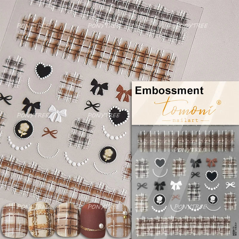 Black Rabbit Bunny Ribbon Bowknot Flower Cake Daisy Dessert Knife Fork Butterfly Self Adhesive Nail Art Stickers Manicure Decals (ONLINE ORDER ONLY)