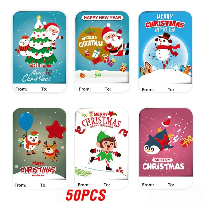 50-250Pcs Christmas Snowman Adhesive Labels Stickers Decoration Paper Scrapbooking Seal Thank You Sticker Stationery Supplies (ONLINE ORDER ONLY)