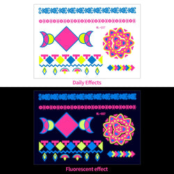 1pc Bohemia Fluorescent Sticker Luminous Temporary Tattoos Stickers UV Glow Fluorescent Tattoo Waterproof For Body Art Decals *& (Online Order Only)