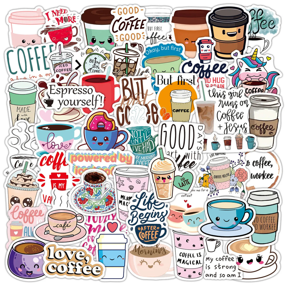 50pcs Cartoon Bubble Tea Stickers for Helmet, Wall, DIY Decoration (Online Order Only)