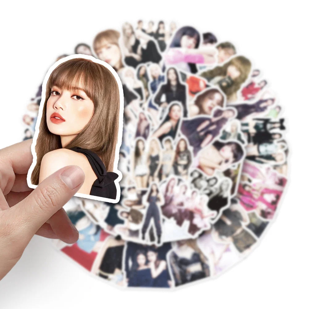 10/50pcs Korea Kpop Black P Stickers DIY Laptop Phone Motorcycle Car Luggage Suitcase Sticker Girls Decals Toys Wholesale (ONLINE ORDER ONLY)