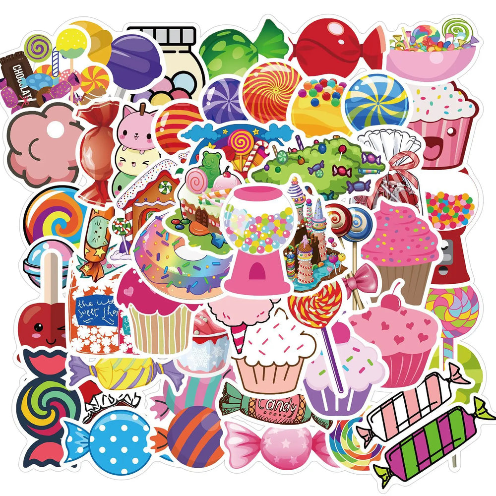 50pcs Cartoon Candy Graffiti Stickers for Helmet, Wall, DIY Decoration (ONLINE ORDER ONLY)