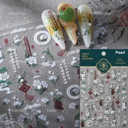 Pure White Lily Petals Flower Butterfly Branch Leaves Line Minimalist Self Adhesive Nail Art Decorations Sticker Manicure Decals (ONLINE ORDER ONLY)