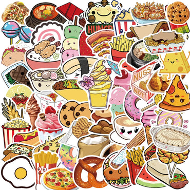 100PCS Cartoon Food Drink Stickers for Laptop, Phone, Fridge, Suitcase, Car, Kids Toy, Graffiti (ONLINE ORDER ONLY)