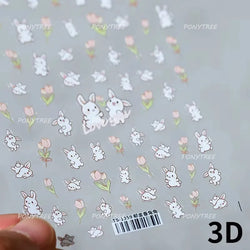 Cute  Pink Blue Nature Tulip Star Heart Butterfly Peach Blossom Jelly Embossed Relief Adhesive Nail Art Stickers Manicure Decals (ONLINE ORDER ONLY)