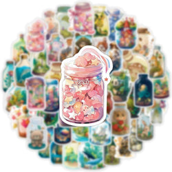 10/30/50pcs INS Style Bottle World Animal Plant Cartoon Stickers Aesthetic Water Bottle Laptop Decoration Cute Sticker Kids Toy (ONLINE ORDER ONLY)