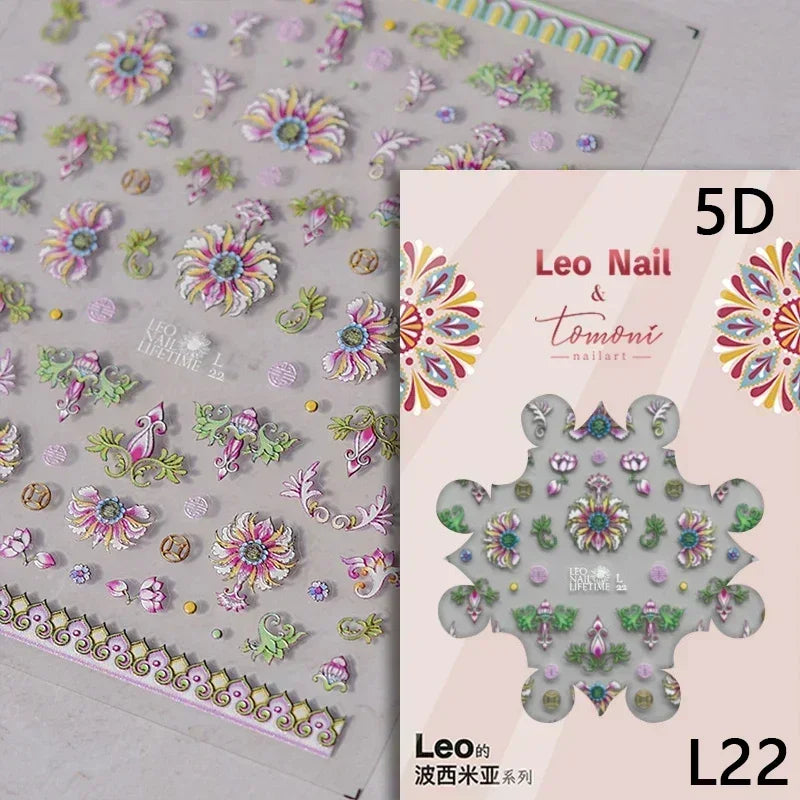 Gradient Halo Dyeing Dark Red Rose Flower Rhinestone Lace Bow Heart 3D Self Adhesive Nail Art Decoration Sticker Manicure Decals (ONLINE ORDER ONLY)