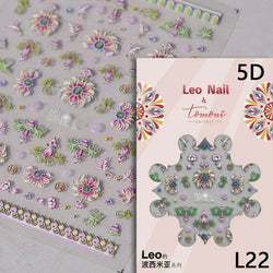 Gradient Halo Dyeing Dark Red Rose Flower Rhinestone Lace Bow Heart 3D Self Adhesive Nail Art Decoration Sticker Manicure Decals (ONLINE ORDER ONLY)
