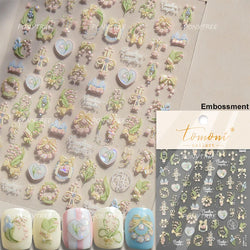 Romantic Lily of The Valley Candle Holder Wreath Bowknot Butterfly Dreamy Adhesive Nail Art Decorations Stickers Manicure Decals (Online Order Only)