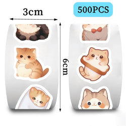 500PCS Cute Fat Cat Sticky Paper Labels Thank You Sticker Sealing Decoration Scrapbooking Stationery Hand Accounting Supplies (ONLINE ORDER ONLY)