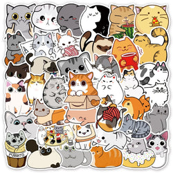 Cartoon Cat Stickers 10/30/50pcs Waterproof Decals for Kids Luggage Guitar Car (Online Order Only)