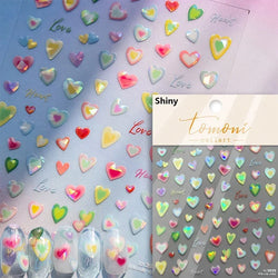 Colored Crystal Star Love Heart Shiny Silver Hollowed Smudging Rainbow Flower Jelly Embossed Nail Art Stickers Manicure Decals (ONLINE ORDER ONLY)
