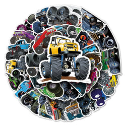 10/30/50PCS Monster Truck Stickers PVC Cool Graffiti Decals Kids Toy Cool Car Decals DIY Notebook Laptop Skateboard Luggage Bike (Online Order Only)