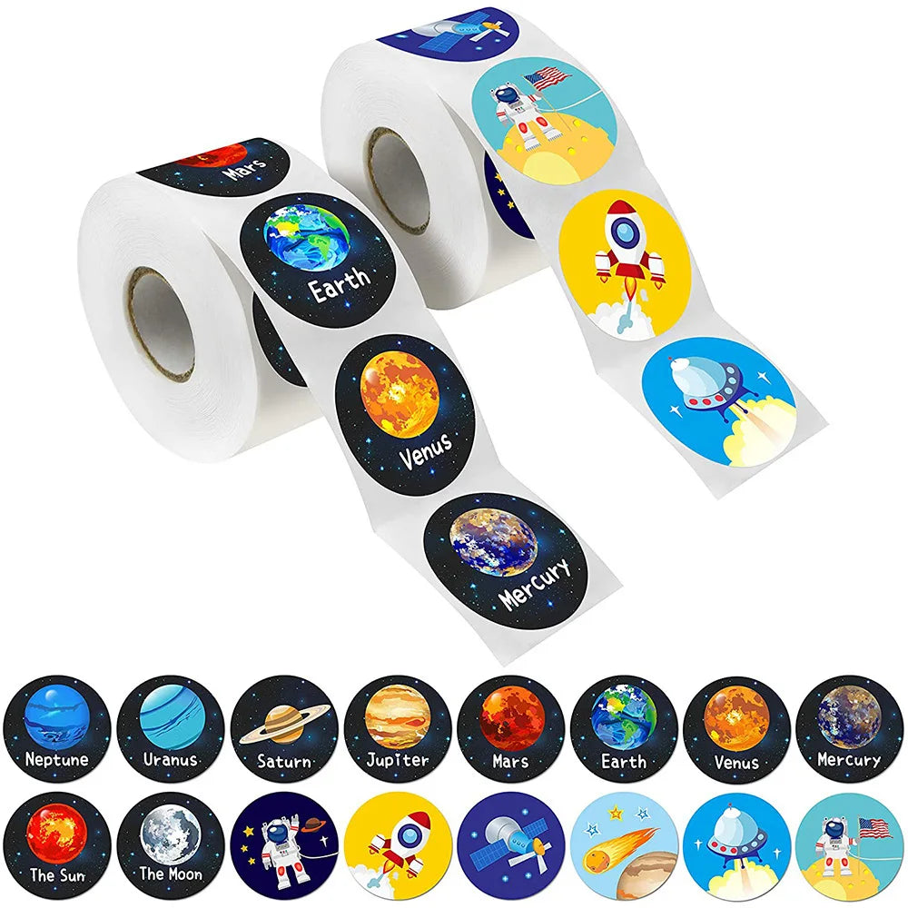 100-500PCS Children toys Space Planet Stickers school teacher Reward student stickers Scrapbooking stationery Decor (ONLINE ORDER ONLY)