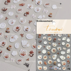 Golden Border Tulip Bloom Flower Bowknot Geometric Frame Metal Workmanship Charming Adhesive Nail Art Sticker Manicure Decals (ONLINE ORDER ONLY)