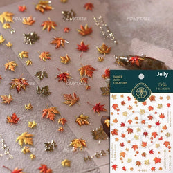 Hot Stamping Silver Rose Gold Tender Leaf Branches Flower Slash Leaves Maple Leaves Ginkgo Plant Flower Nail Art Stickers Decals (ONLINE ORDER ONLY)