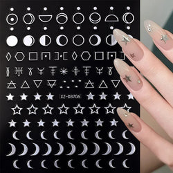 1pc 3D Gradient French Nail Stickers with Crown & Tassel Design Gold Silver Lines Self-Adhesive Nail Art Waterfall Manicure Foil (Online Order Only)