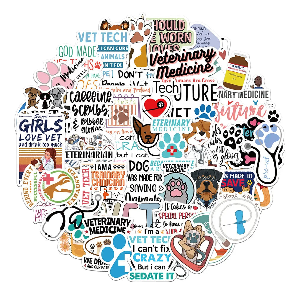 Cartoon Doctor Stickers for Laptop, Car, Luggage, Fridge, DIY Vinyl (10/30/50 Pcs) (ONLINE ORDER ONLY)