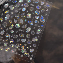 Blow Bubbles Goldfish Cat Kitten Water Love Heart Star Rabbit Bunny Self Adhesive Nail Art Decorations Stickers Manicure Decals (Online Order Only)