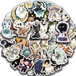 50pcs Ridiculous Fairy Tale Monster Sticker Pack Waterproof Laptop Skin Cute Phone Case Kawaii Packaging Art Supplies Stationer﻿ (Online Order Only)