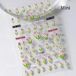 Hot Stamping Jelly All Tulips Garden Flower Bowknot Wave Lace Line Golden and Radiant Adhesive Nail Art Stickers Manicure Decals (ONLINE ORDER ONLY)