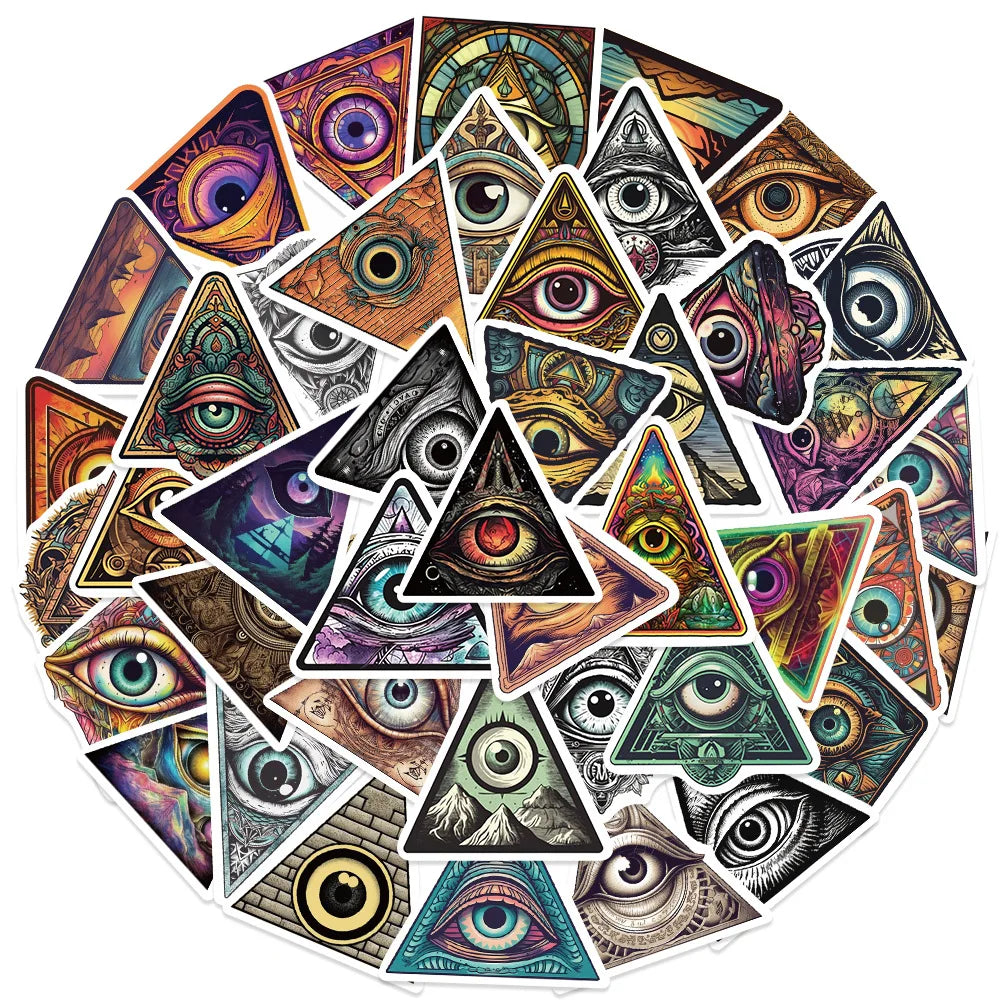 10/50Pcs Funny Cartoon Colorful All Seeing Eyes Graffiti Sticker for Luggage Skateboard Guitar Waterproof Creative Stickers (Online Order Only)