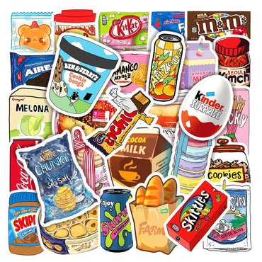 50Pcs Food Drink Milk Packaging Stickers Phone Bike Wall Scrapbook Motorcycle Cool Car Waterproof Cartoon Sticker for Kids Toys (Online Order Only)
