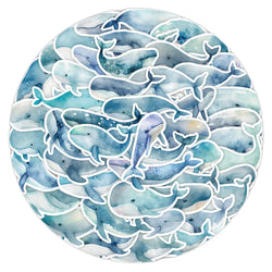 Marine Animal Whale Stickers - Cute Blue Cartoon Decals for Notebook, Car, Laptop, Phone, Guitar, Skateboard (10/30/50PCS) (Online Order Only)