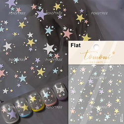 Irregular Stars Red Silver Five-pointed Star Meteor Shiny 5D Self Adhesive Nail Art Stickers Romantic Rhinestone Manicure Decals (ONLINE ORDER ONLY)