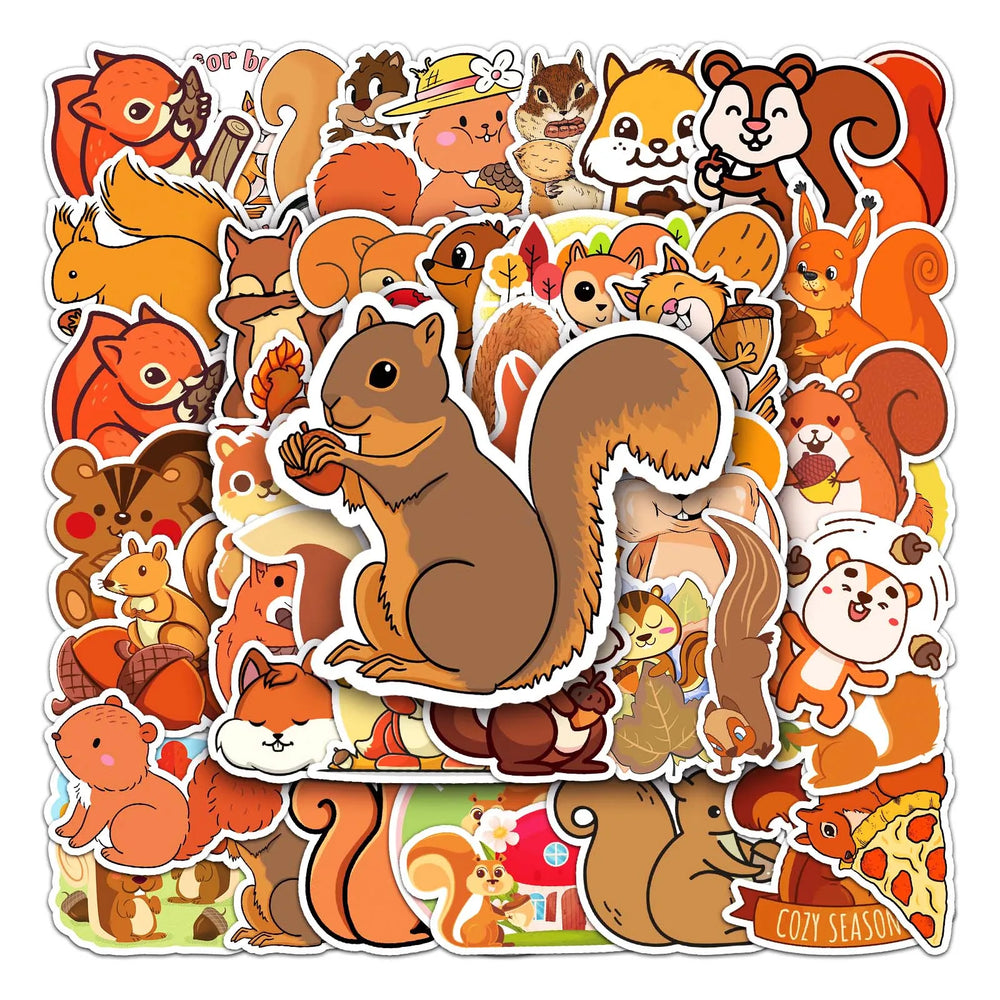 50Pcs Squirrel Cartoon Waterproof Vinyl Stickers for Skateboard Snowboard (Online Order Only)