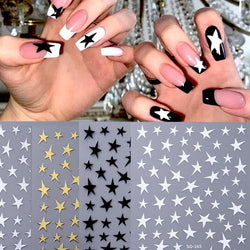 4PCS Y2K Star Nail Art Stickers White Black Gold Pentagram Decals Manicure Supplies (ONLINE ORDER ONLY)