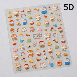 Lovely Dog Puppy Dream Heart Flower Star Pizza Food Sugar Skewers Strawberry Desserts Adhesive Nail Art Stickers Manicure Decals (Online Order Only)
