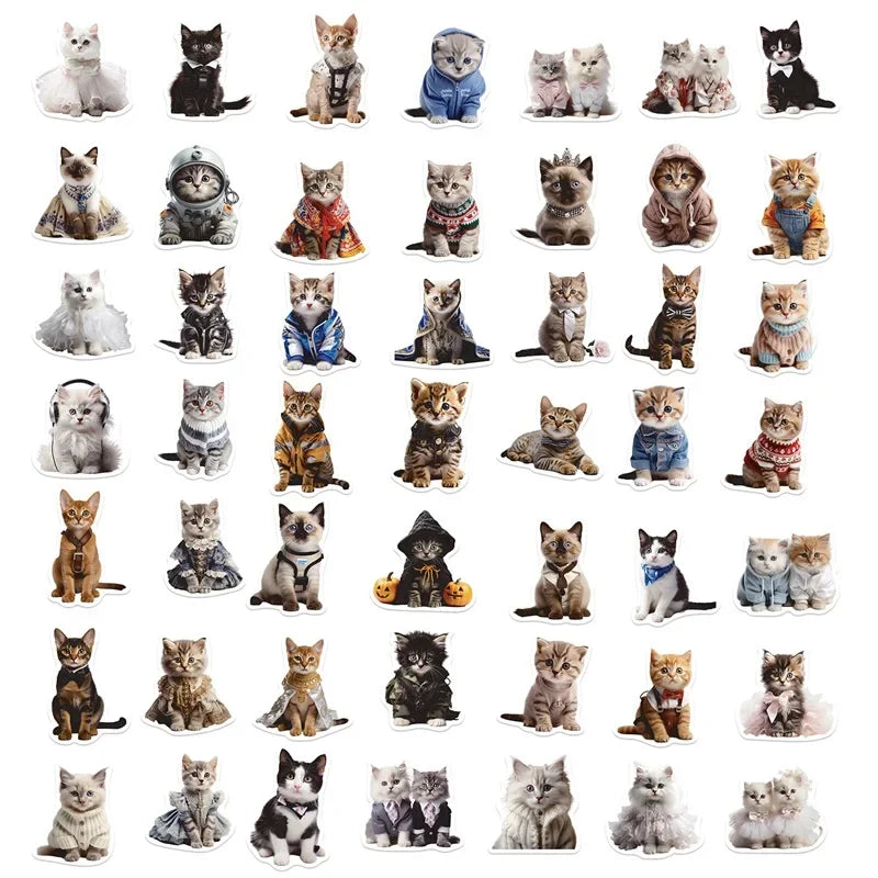 10/30/50PCS Cute Winter Cat PVC Sticker Aesthetic Decoration Scrapbooking Sketchbook Korean Stationery School Supplies for Kids (ONLINE ORDER ONLY)