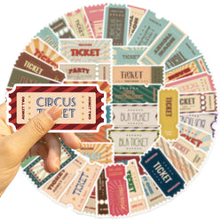 50pcs Vintage Ticket Stubs Stickers Seals for Water Bottles Laptops Skateboards Waterproof Durable Sticker for Teens and Adults (ONLINE ORDER ONLY)