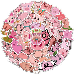 Cartoon Pink Pig Stickers for Laptop, Car, Fridge, Snowboard - 10/30/50/100Pcs Vinyl Decals (ONLINE ORDER ONLY)