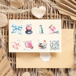10/30/50PCS Kawaii Pink Sewing PVC Sticker Aesthetic Chidlren's Stationery Decoration Scrapbooking School Supplies for Kids (ONLINE ORDER ONLY)