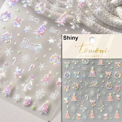 Snowman Apple Stars Gift Bell Snowflake Christmas Tree 3D Jelly Self Adhesive Nail Art Stickers Santa Claus Xmas Manicure Decals (ONLINE ORDER ONLY)