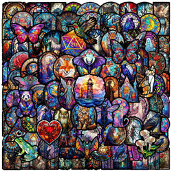 10/50/100PCS Cool Stained Glass Gothic Cat Animal Stickers Aesthetic DIY Phone Laptop Luggage Skateboard Graffiti Decals Sticker (Online Order Only)