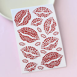 1PC Sexy Red Lips Rhinestone Iron-On Patches Waterproof Body Art Temporary Tattoo for Men Women Long Lasting Neck Funny Couple * (ONLINE ORDER ONLY)