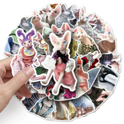 10/30/50PCS Cute Sphynx Cat Stickers Kawaii Animal Cartoon Decals DIY Scrapbook Phone Laptop Fridge Guitar Bike Graffiti Sticker (Online Order Only)