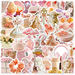 Aesthetic Pink Stickers Set for DIY Scrapbooking, Phone, Laptop, Guitar, Bottle Decals (ONLINE ORDER ONLY)