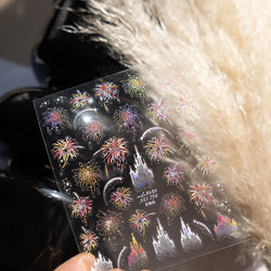 Colorful Fireworks Blooming Castle Romantic Brilliant Sky Self Adhesive Nail Art Stickers Star Shiny Rhinestone Manicure Decals (Online Order Only)