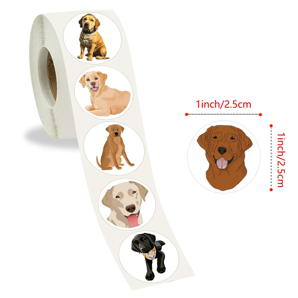 100-500pcs 1inch Animal Dog Stickers Roll for Envelope Praise Reward Student Label Stationery Seal Lable Child Toy Gift (ONLINE ORDER ONLY)