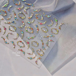 French Lines Gemstone Necklace Gilding Light Luxury Pearl Self Adhesive Nail Art Decorations Stickers Manicure Decals Wholesale (ONLINE ORDER ONLY)