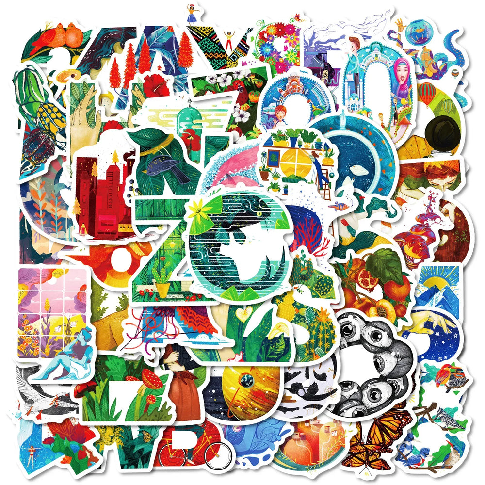50Pcs Cartoon Character Graffiti Stickers for Helmet, Wall, DIY Decoration (ONLINE ORDER ONLY)